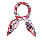 uxcell Kadın çiçek leopar Polka noktalar çizgili baskı kare fular boyun eşarp şal, Kırmızı Geometrik, 19.68 x 19.68inches