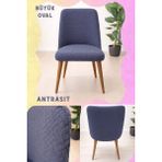 UY STYLE Büyük Boy Oval Sandalye Örtüsü,likrali ,esnekli Oval Saldalye Kılıfı Tuğla Desen 1ADET - 55 x 60 cm - Antrasit