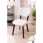 UY STYLE Jakarli Kumaş Elma Sandalye Kılıfı ,lastikli,esnekli Sandalye Örtüsü(Çubuk Desen) 1 Adet - 45 x 51 cm - Krem