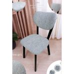 UY STYLE Jakarli Kumaş Elma Sandalye Kılıfı ,lastikli,esnekli Sandalye Örtüsü(Çubuk Desen) 1 Adet - 45 x 51 cm - Taş - Gri
