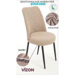 Uy Style Jakarli Kumaş Oval Sandalye Kılıfı,sandalye Örtüsü Çubuk Desen 1 Adet - Vizon - 40 x 55 cm