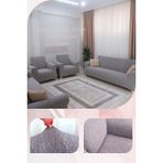 UY STYLE Jakarli , Lastikli Koltuk Örtüsü ,likrali, Esnekli Koltuk Kılıfı , Leke Tutmaz ,3+3+1+1 Takım(Ağaç Kabuğu Desen) - 180 x 230 cm - Vizon