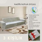 Uy Style Kadife Koltuk, Kanepe, Çekyat Örtüsü , Koltuk Kılıfı( 3 Kişilik) - Krem - 180 x 230 cm