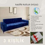 Uy Style Kadife Koltuk, Kanepe, Çekyat Örtüsü , Koltuk Kılıfı( 3 Kişilik) - Lacivert - 180 x 230 cm