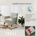 Uy Style Kadife Tek Kişilik Koltuk Örtüsü,berjer Kılıfı Lastikli - Krem - 75 x 115 cm