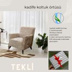Uy Style Kadife Tek Kişilik Koltuk Örtüsü,berjer Kılıfı Lastikli - Vizon - 75 x 115 cm