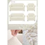 UY STYLE Likrali Koltuk Kılıfı ,esnekli Lastikli Koltuk Örtüsü Pitikare Desen 3+3+1+1takım - 180 x 230 cm - Krem