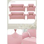UY STYLE Likrali Koltuk Kılıfı ,esnekli Lastikli Koltuk Örtüsü Pitikare Desen 3+3+1+1takım - 180 x 230 cm - Pudra