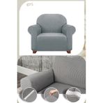 UY STYLE Likrali Tekli Koltuk Kılıfı ,esnekli Lastikli Koltuk Örtüsü Pitikare Desen Tek Kişilik - 70 x 115 cm - Gri