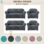 Uy Style Tekstil Jakarli Koltuk ,kanepe, Çekyat Örtüsü ,koltuk Kılıfı Sehra Desen 3+3+1+1 Takım - Antrasit - 180 x 230 cm