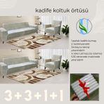 Uy Style Tekstil Kadife Koltuk, Kanepe, Çekyat Örtüsü , Koltuk Kılıfı 3+3+1+1 Takım - Krem - 180 x 230 cm