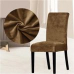 Uy Style Tekstil Uy Style Kadife Sandalye Kılıfı ,sandalye Örtüsü Lastikli , 1 Adet - Kahve - 35 x 50 cm