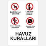Uyarı Levhası - Havuz Kuralları - 25x35 Cm - Beyaz Foreks Üzeri Baskı