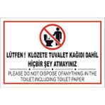 Uyarı Levhası/lütfen Klozete Tuvalet Kağıdı Da Dahil Hiçbirşey Atmayınızlevhası Çift Dilli (Ingilizce-Türkçe)