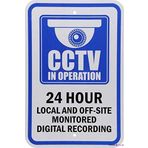 Uyarı Plakası Cctv Operasyonda 24 Saat Dijital Kayıt Siyah Mavi Beyaz 8''x12 '' Dekor Metal Alüminyum Işareti Duvar Için Açık ve Kapalı