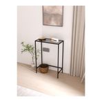 UYGAMO Lirio Metal Dresuar Dekoratif Kahve Köşesi Konsol Siyah Füme Cam 60 cm Antre Hol Sehpası