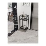UYGAMO Lua Metal Yan Sehpa Füme Cam 3 Katlı Cam Raflı Modern Dekoratif Antre Sehpa Hol Saksı Standı 40x30