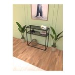 UYGAMO Nilu Metal Dresuar Dekoratif Kahve Köşesi Konsol Çok Raflı Siyah Füme Camlı 80 cm