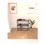 UYGAMO Tocco Metal Dresuar Dekoratif Kahve Köşesi Konsol Çok Raflı Siyah Füme Camlı 80 cm