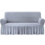 Uygar Home Bürümcük Lastikli Kanepe Örtüsü Likralı Koltuk Örtüsü Tek 3lü Çekyat Örtüsü Gri - Açık Pembe - 100 x 110 cm