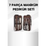 uygun Manikür Pedikür Seti 7 Parça Tırnak Makası Kaş Makası Cımbız Çantalı popüler