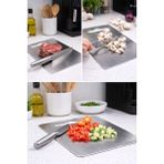 Uygun Market 304 Paslanmaz Çelik Kesme Tahtası , 1,20 MM Kalınlık ,Silikon Ayaklı , Uzun Ömürlü, Kokusuz, 30CM* 20CM