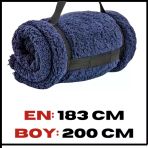 Uyguna-Yakala Acil Durum Battaniye Peluş Polar Kamp Battaniyesi Lacivert-Mlz.302