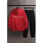 Uyguntarz Unisex Destiny Baskılı Eşofman Takımı Kırmızı