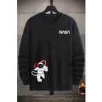 uyguntarz Unisex Nasa Baskılı Bisiklet Yaka Sweatshirt