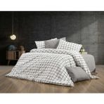 UYGURİYE Çift Kişilik Nevresim Takımı Yorgan Kılıfı %70PAMUKLU Geometrik Desen+Lastikli Çarşaf+2 Yastıkkılıfı - 200 x 220 cm