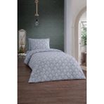 UYGURİYE Tek Kişilik Nevresim Takımı Yorgan Kılıfı %70 Pamuk Nakişli Desen+ Lastikli Çarşaf+ 1 Yastık Kılıfı - Mavi - 160 x 120 cm