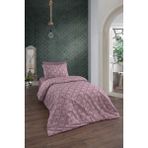 UYGURİYE Tek Kişilik Nevresim Takımı Yorgan Kılıfı %70 Pamuk Nakişli Desen+ Lastikli Çarşaf+ 1 Yastık Kılıfı - Mor - 160 x 120 cm