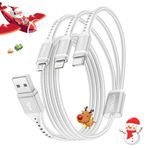 Uyoung Çoklu Şarj Kablosu (2 Paket 4FT), 3'ü 1 Arada Şarj Kablosu Naylon Örgülü Çoklu USB Kablosu Tip-C/Yıldırım/Mikro USB Bağlantı Noktası Konnektörlü Evrensel Şarj Kablosu, Çoğu Telefon ve iPad ile Uyumlu