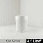 Uyt Life 4.5 Litre Çöp Kovası | Modern Kapaklı Banyo ve Ofis Çöp Kutusu | Küçük Boy Dekoratif Tezgah Üstü Atık Kovası | Mat Çizgili Tasarım (Beyaz)
