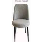 Uytm 1 Adet Jakarlı Oval Sandalye Kılıfı, Lastikli, Esnek Yıkanabilir Sandalye Örtüsü - 35 x 45 cm - Vizon