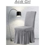 UYTM Bürümcük Etekli Sandalye Kılıfı Likralı Lastikli Yıkanabilir Sandalye Örtüsü ( 1 ADET ) GRİ - 45 x 55 cm - Gri