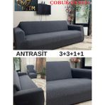 Uytm Dokuma Jakar Koltuk Örtüsü Lastikli Esnekli Yıkanabilir Koltuk Kanepe Çekyat Örtüsü (3311) - 180 x 230 cm - Antrasit