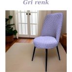 Uytm Tuğla Desen Jakarlı Oval Sandalye Kılıfı, Lastikli, Esnek Yıkanabilir Sandalye Örtüsü - 35 x 45 cm - Gri