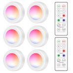Uzaktan 16RGB Klozet Işığı ile LED'ler Puck Işık Kabini Aydınlatma 10 Dimmer Zamanlayıcı Fonksiyonu Mutfak için Kablosuz Pil Kumandalı Gece Lambası Banyo Gardırop Partisi