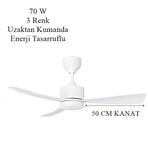 Uzaktan Kumandalı 70W LED Aydınlatmalı Tavan Vantilatörü 3 Renk Aydınlatma Pervaneli Ampul