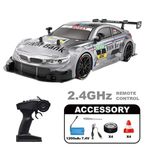 Uzaktan Kumandalı Drift Yarış Arabası 91601P-2-1:12 Ölçek, 4WD Dört Çeker, 30 Km/S Hız, 2.4 GHz Işıklı RC Drift Aracı Gri