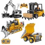 Uzaktan Kumandalı İş Makineleri Seti 4 lü Set - 3 Metal Başlıklı Ekskavatör, Metal Kasalı Kamyon, Bulldozer ve Buharlı Forklift İş Makineleri Seti 2.4 Ghz Kumanda