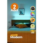 Uzaktan Kumandalı Led Abajur 2 Adet Yatak Üstü, Tv Yanı,Oturma Odası - Rgb Çok Renkli Luciya2