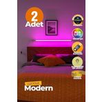 Uzaktan Kumandalı Led Abajur 2 Adet Yatak Üstü, Tv Yanı,Oturma Odası - Rgb Çok Renkli Luciya4