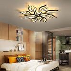 Uzaktan Kumandalı LED Tavan Işığı Yaratıcı Çiçek Tasarımı Kısılabilir Modern Avize Oturma Odası Yatak Odası Yemek Odası Mutfak Banyo için Siyah 103x9 cm