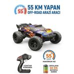 Uzaktan Kumandalı Şarjlı Işıklı 1:14 4WD 55 km/h Servo Motorlu 2.4GHz Off-Road Oyuncak Arazi Arabası