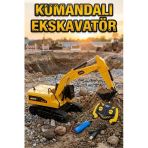 Uzaktan Kumandalı Şarjlı Kepçe - Metal Uçlu Işıklı Sesli Ekskavatör - Büyük Boy Oyuncak İş Makinesi