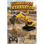 Uzaktan Kumandalı Şarjlı Metal Kepçeli 360° Dönen Rc Ekskavatör İş Makinesi Oyuncak - Sarı