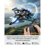 Uzaktan Kumandalı Uçak Dron Thunder Combat Mavi | 2.4Ghz 360 Derece Dönebilen | Led Işıklı | Otomatik İniş Kalkış Mavi