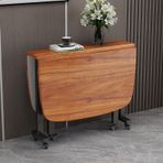 Uzatılabilir Ahşap Katlanır Yemek Masası Tekerlekler SpaceSaving Drop Leaf Kelebek Masa Küçük Odalar için Kahverengi 120 x 70 x 75 cm Modern Yemek Alanları için Mükemmel